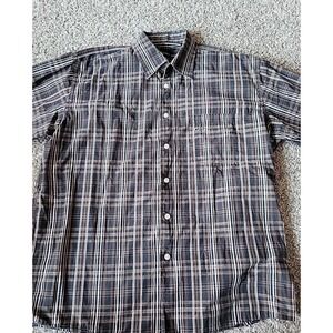 Kani Gold Shirt Men's XL Extra Large Brown Black Plaid Short Sleeve